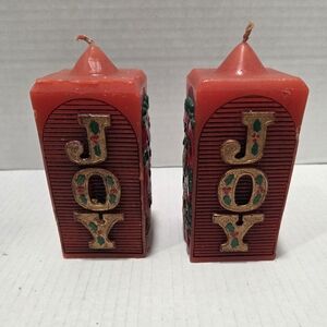 Jasco Pair of Vintage Christmas Message Candles Bayberry Scented
